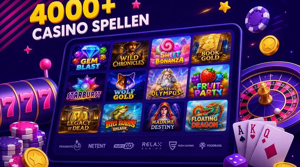 grid van slot-thumbnails met provider logo's